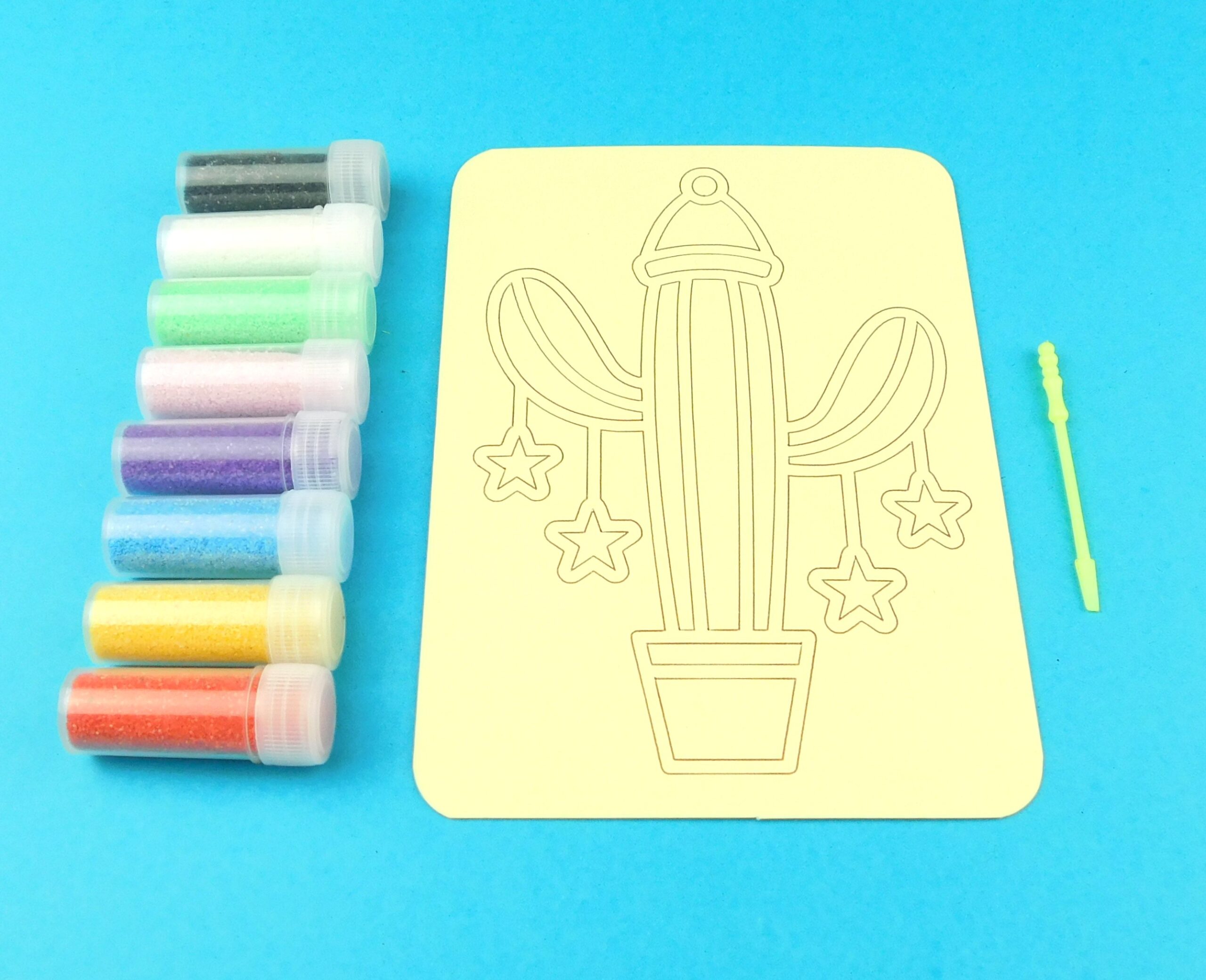A6 Christmas Cactus with Star Baubles Sand Art Kit - Image 4
