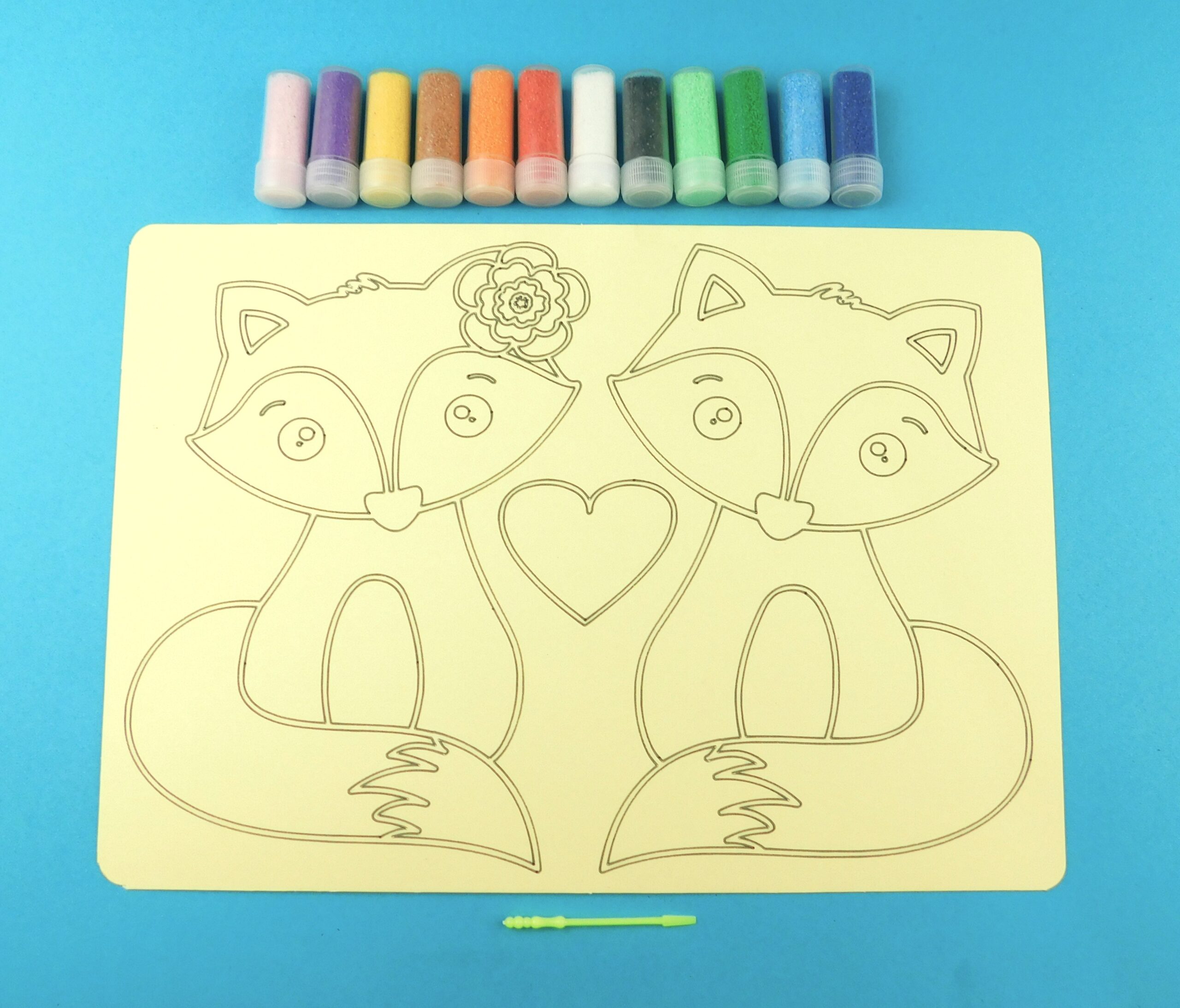 A4 Fox Couple Sand Art Kit