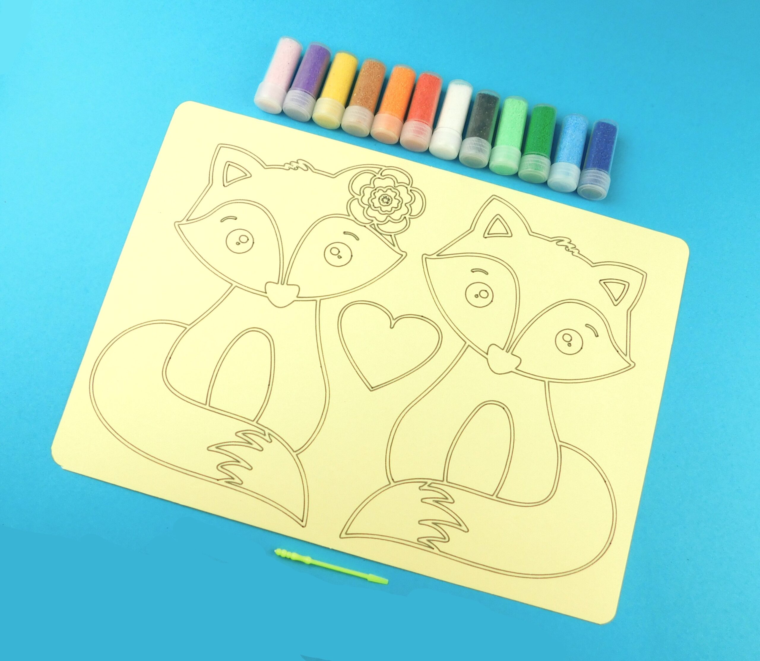 A4 Fox Couple Sand Art Kit - Image 2