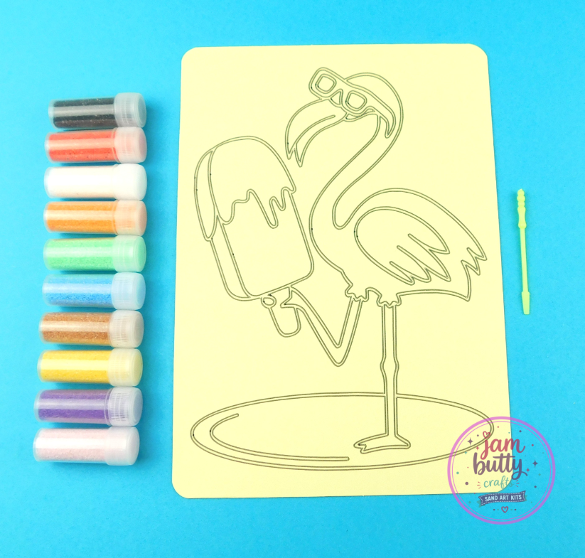 A5 Flamingo with Ice Lolly Sand Art Kit