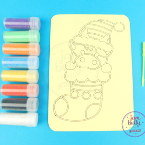 A6 Cow in Xmas Stocking Sand Art Kit