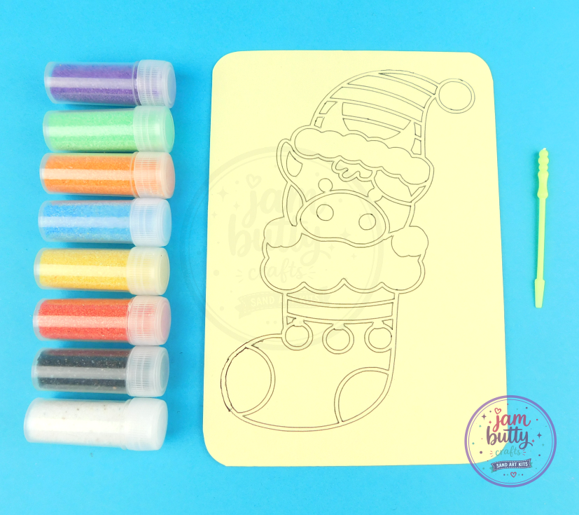 A6 Cow in Xmas Stocking Sand Art Kit