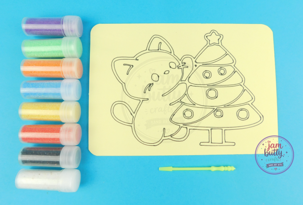 A6 Cat Xmas Tree Sand Art Kit