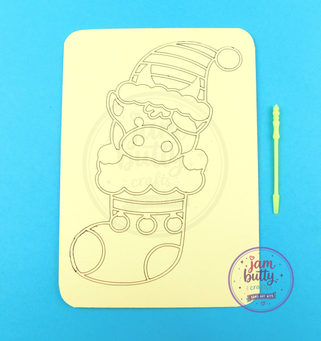 A6 Cow in Xmas Stocking Sand Art Kit - Image 2