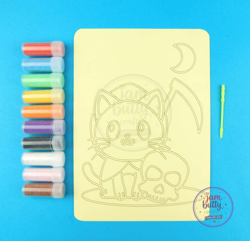 A5 Cat with Skull Sand Art Kit