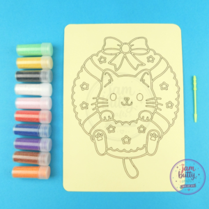 A5 Cat in Christmas Wreath Sand Art Kit